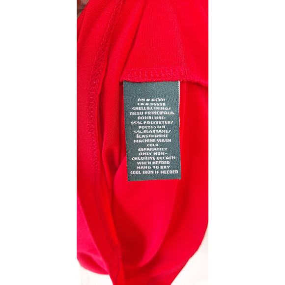 Lauren Ralph Lauren Bell Sleeve Faux Wrap Red Dress Surplice V Neckline Size 4 - Picture 12 of 12